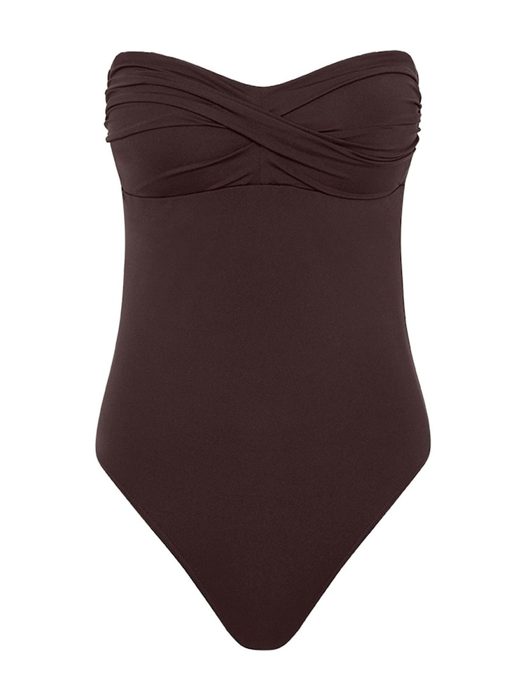 Sea Level Brown Essentials Edit Twist Bandeau One Piece Swimsuit - Image 8 of 8