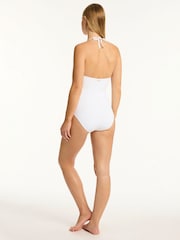 Sea Level White Drift Longline Halter Swimsuit 1 Piece - Image 5 of 7