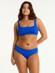 Sea Level Blue Mid Waist Essentials Wrap High Waist Bikini Briefs - Image 1 of 6