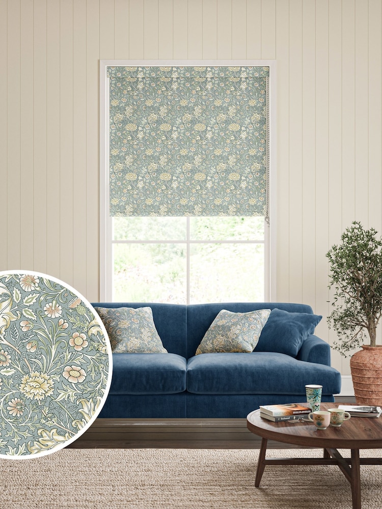 William Morris At Home Bluebird Blue Double Bough Made to Measure Roller Blind - Image 1 of 6