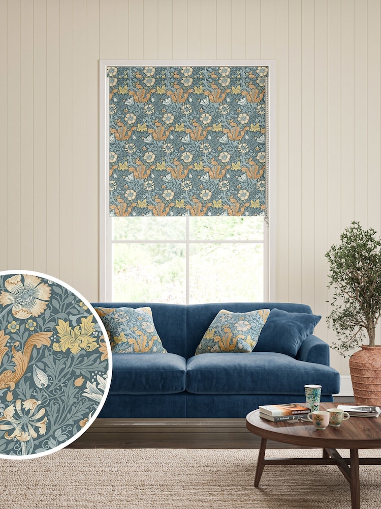 William Morris At Home Bluebird Blue Compton Made to Measure Roller Blind - Image 1 of 6
