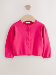 Raspberry Pink Pleated Sleeve Cardigan (3mths-10yrs) - Image 1 of 4