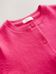 Raspberry Pink Pleated Sleeve Cardigan (3mths-10yrs) - Image 3 of 4
