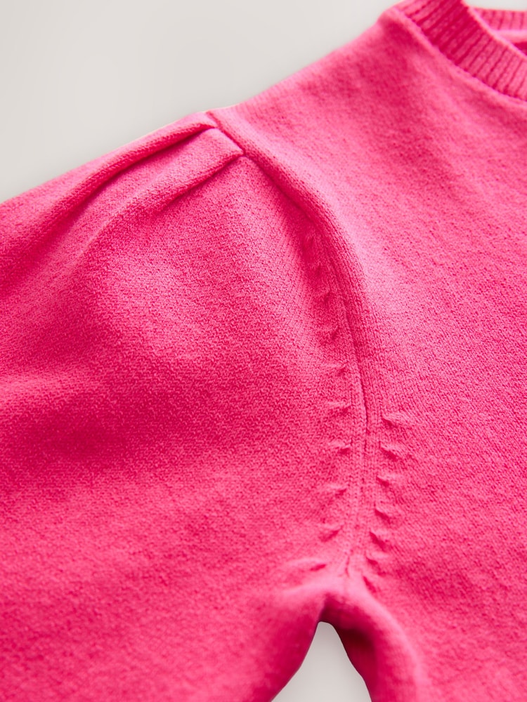 Raspberry Pink Pleated Sleeve Cardigan (3mths-10yrs) - Image 4 of 4