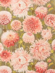 Harlequin Coral Fig Leaf Gilver Pink Dahlia Wallpaper Sample - Image 1 of 1