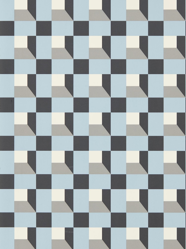 Harlequin Cornflower Black Earth Sketched Blocks Wallpaper Sample - Image 1 of 1