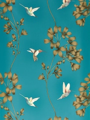 Harlequin TealGold Lotus Wallpaper Sample - Image 1 of 1