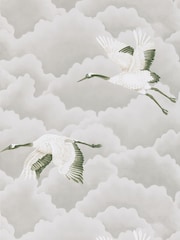 Harlequin Platinum Harlequin Grey Cranes in Flight Wallpaper Sample - Image 1 of 1