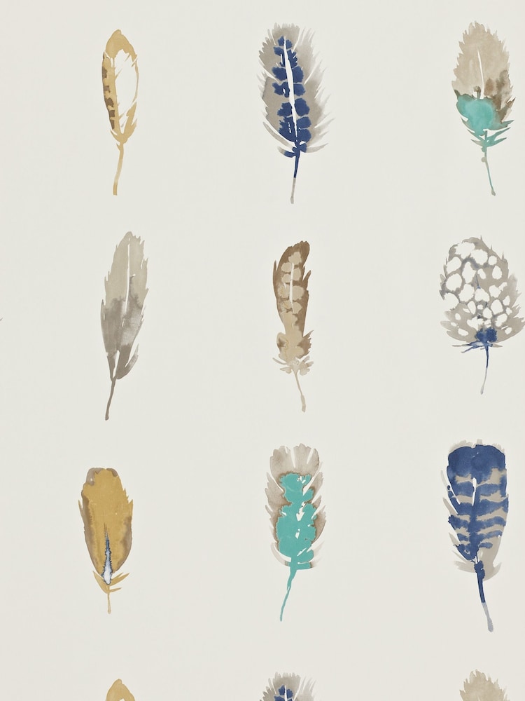 Harlequin Indigo Mustard Stone Limosa Wallpaper Sample - Image 1 of 1