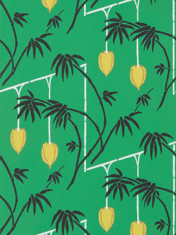 Harlequin Bottle Green Chartreuse Kimiko Wallpaper Sample - Image 1 of 1