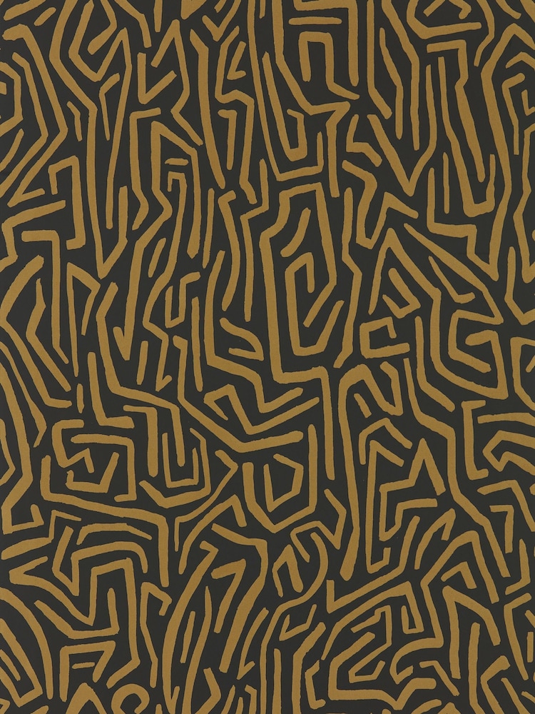 Harlequin Gold Black Earth Melodic Wallpaper Sample - Image 1 of 1