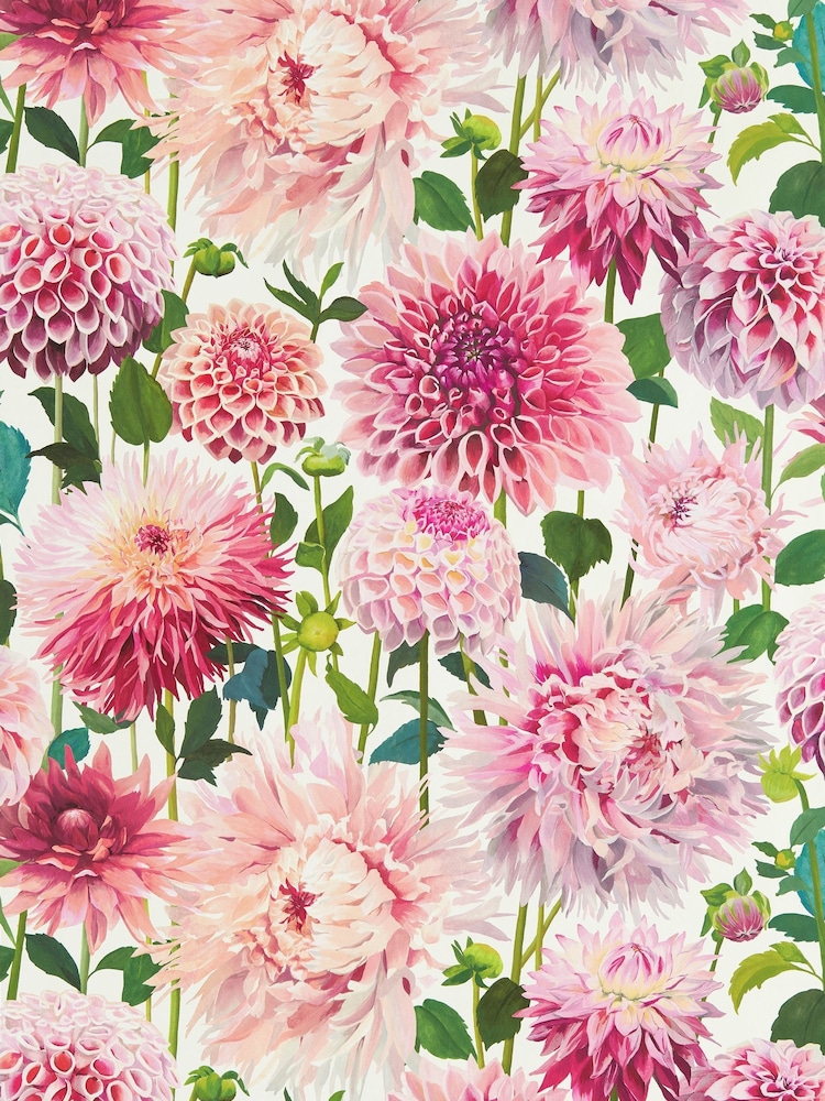 Harlequin Blossom Emerald New Beginnings Pink Dahlia Wallpaper Sample - Image 1 of 1