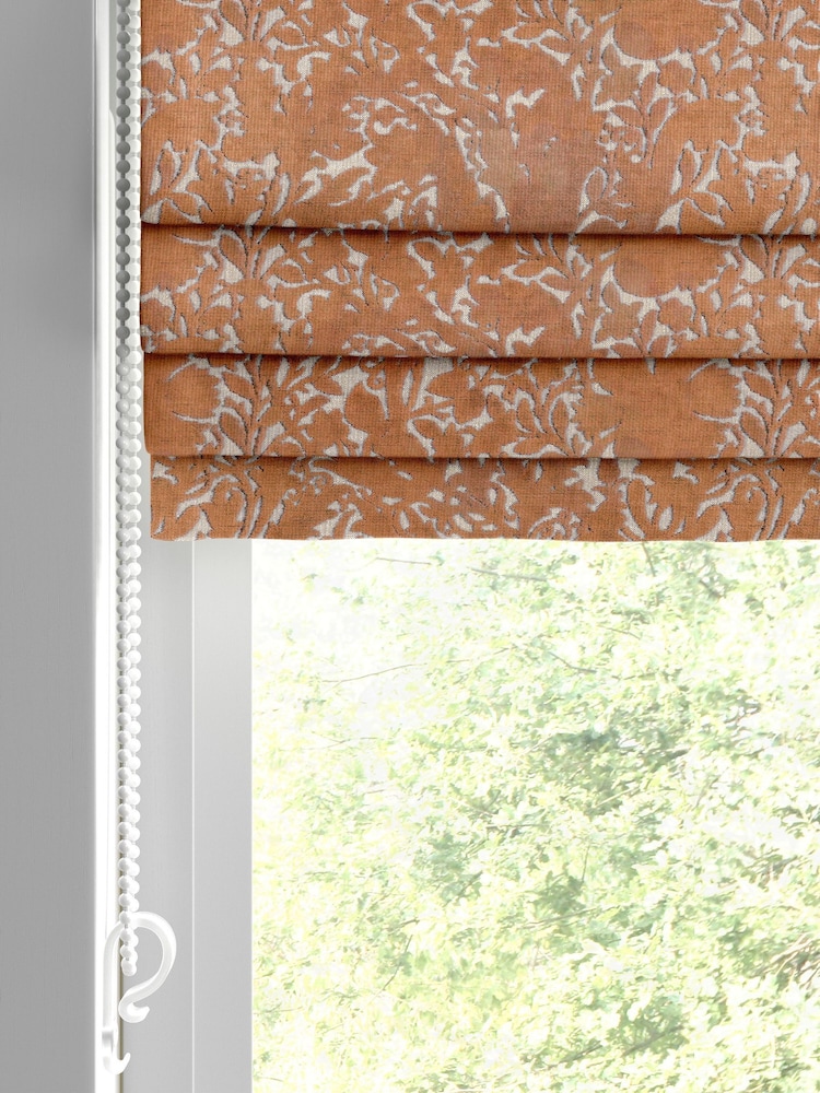 William Morris At Home Terracotta Orange Compton Silhouette Velvet Made to Measure Roman Blind - Image 2 of 6