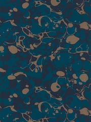 Harlequin Azurite CopperJapanese Ink Marble Wallpaper Sample - Image 1 of 1