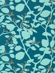 Harlequin Amazonia Teal Gold Ardisia Wallpaper Sample - Image 1 of 1