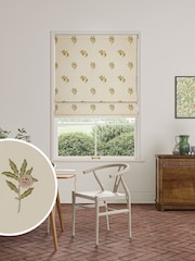 William Morris At Home Natural/Moss Green Fruit Embroidery Made to Measure Roman Blind - Image 1 of 6