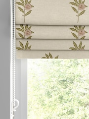 William Morris At Home Natural/Moss Green Fruit Embroidery Made to Measure Roman Blind - Image 2 of 6
