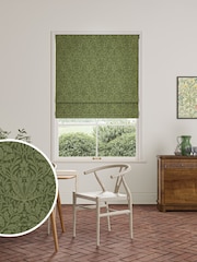 William Morris At Home Moss Green Acorn Velvet Made to Measure Roman Blind - Image 1 of 6