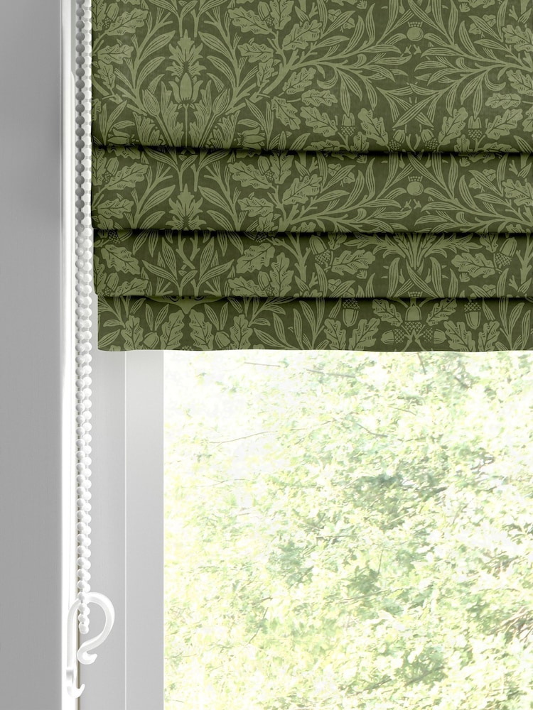 William Morris At Home Moss Green Acorn Velvet Made to Measure Roman Blind - Image 2 of 6