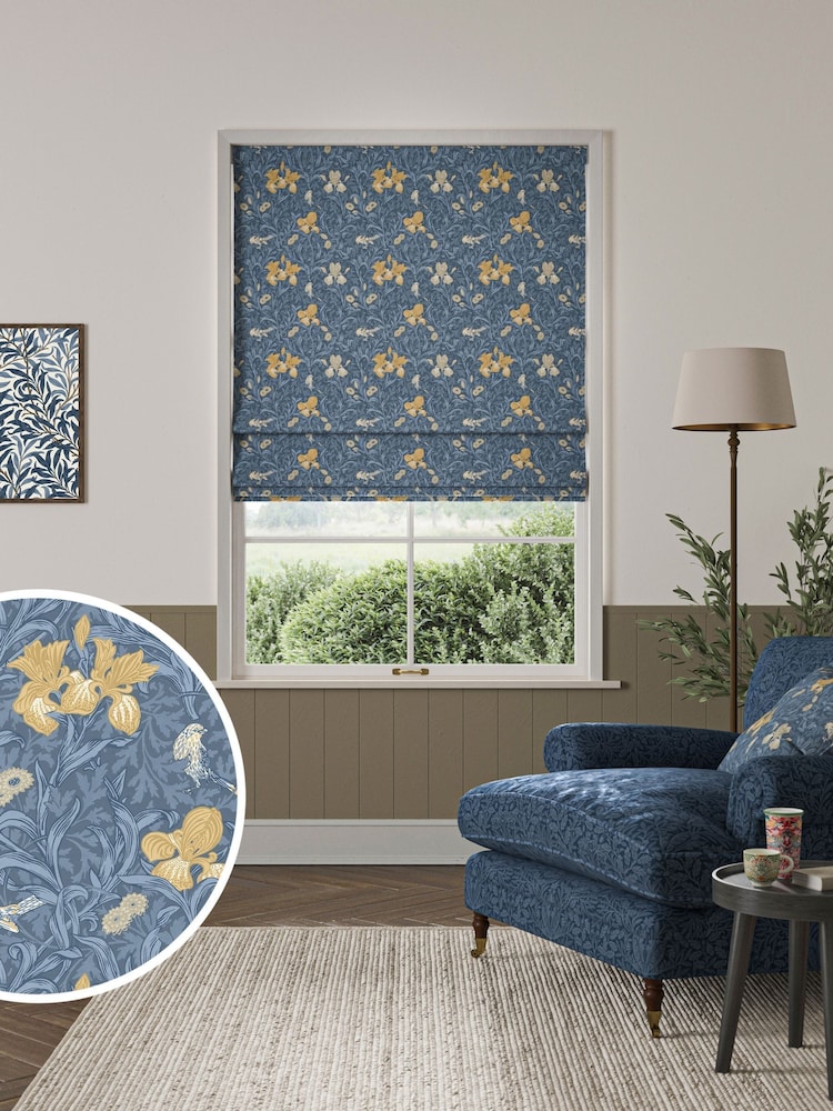 William Morris At Home River Blue Iris Made to Measure Roman Blind - Image 1 of 6