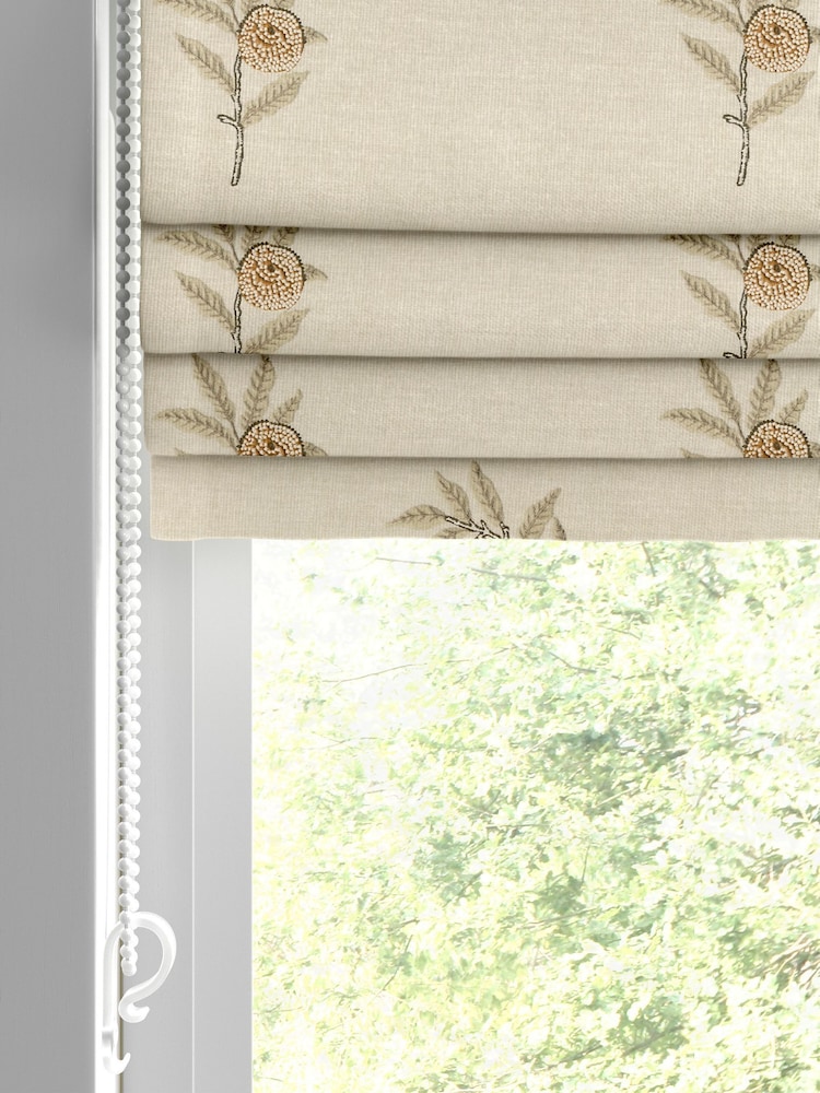 William Morris At Home Natural Honey Fruit Embroidery Made to Measure Roman Blind - Image 2 of 6