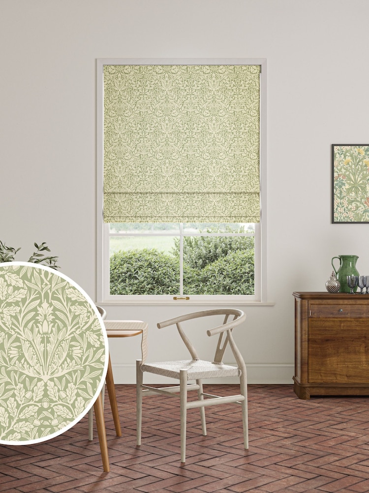 William Morris At Home Lichen Green Acorn Made to Measure Roman Blind - Image 1 of 6