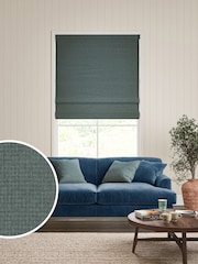 William Morris At Home Mineral Blue Reed Made to Measure Roman Blind - Image 1 of 6