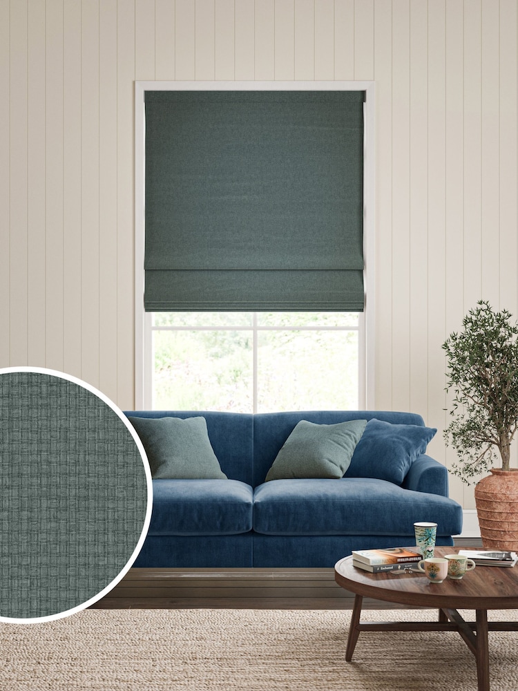 William Morris At Home Mineral Blue Reed Made to Measure Roman Blind - Image 1 of 6