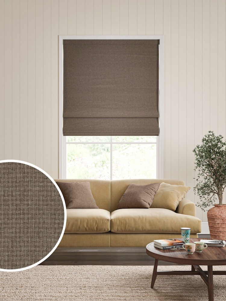 William Morris At Home Silt Dark Natural Reed Made to Measure Roman Blind - Image 1 of 6