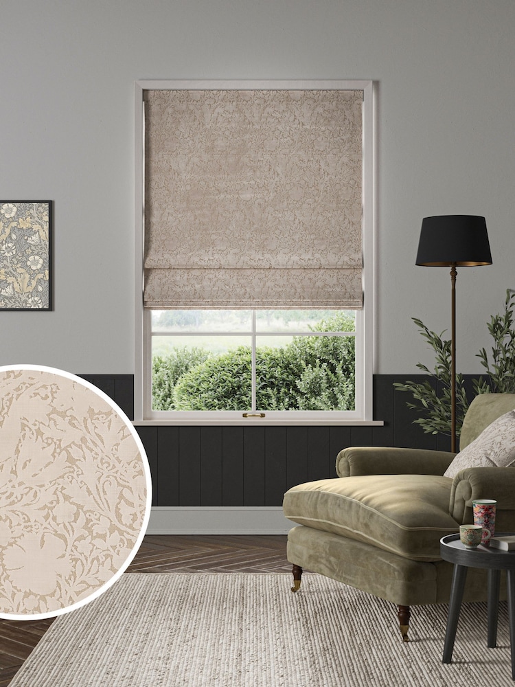 William Morris At Home Cream Cloud Compton Silhouette Velvet Made to Measure Roman Blind - Image 1 of 6