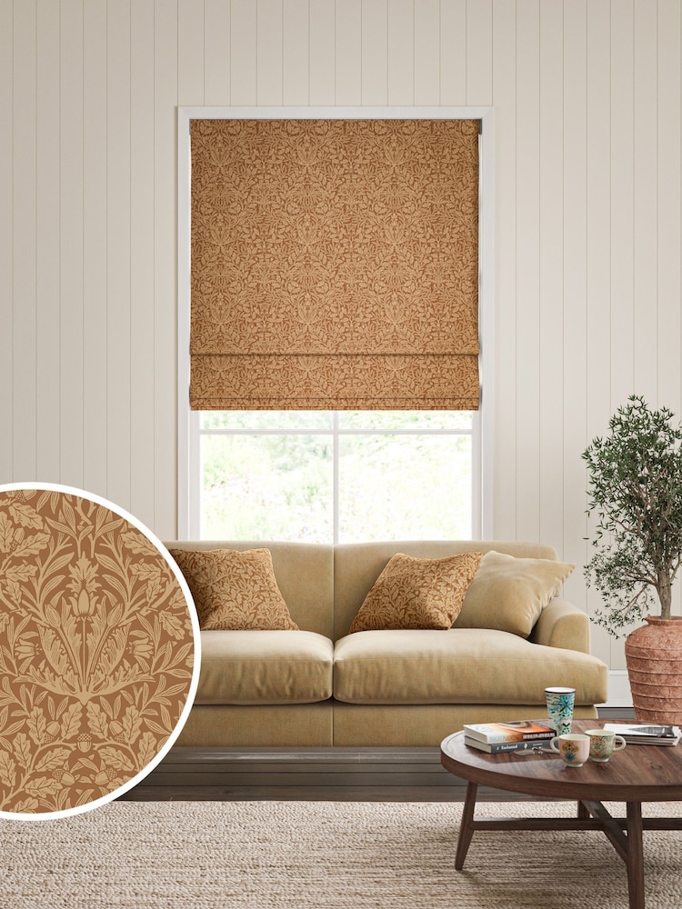 William Morris At Home Russet Brown Acorn Made to Measure Roman Blind - Image 1 of 6