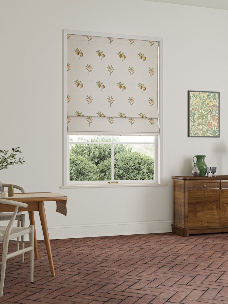 William Morris At Home Natural/Sage Green Fruit Embroidery Made to Measure Roman Blind - Image 2 of 6