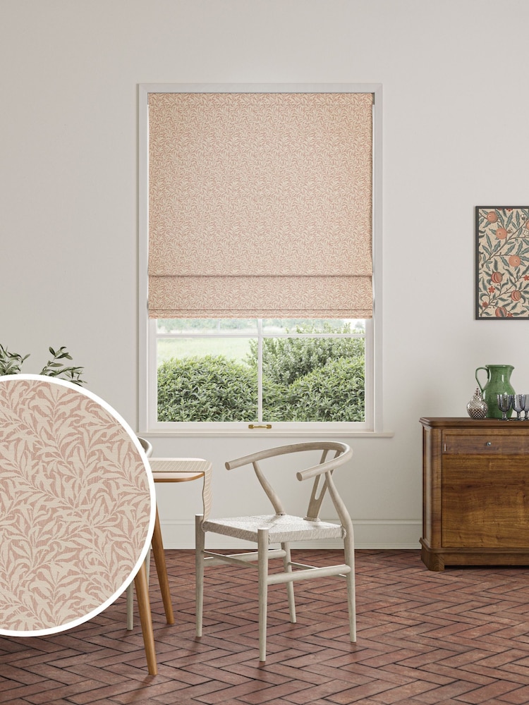 William Morris At Home Pink Blossom Willow Bough Woven Made to Measure Roman Blind - Image 1 of 6