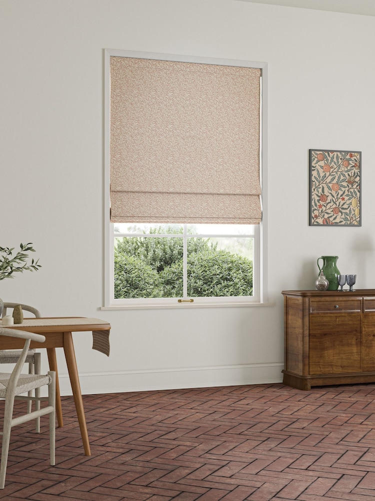 William Morris At Home Pink Blossom Willow Bough Woven Made to Measure Roman Blind - Image 2 of 6