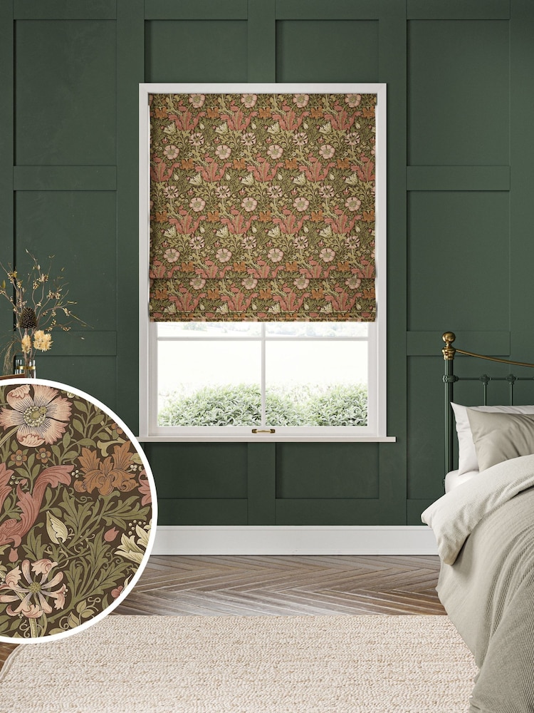 William Morris At Home Brown Compton Velvet Made to Measure Roman Blind - Image 1 of 6