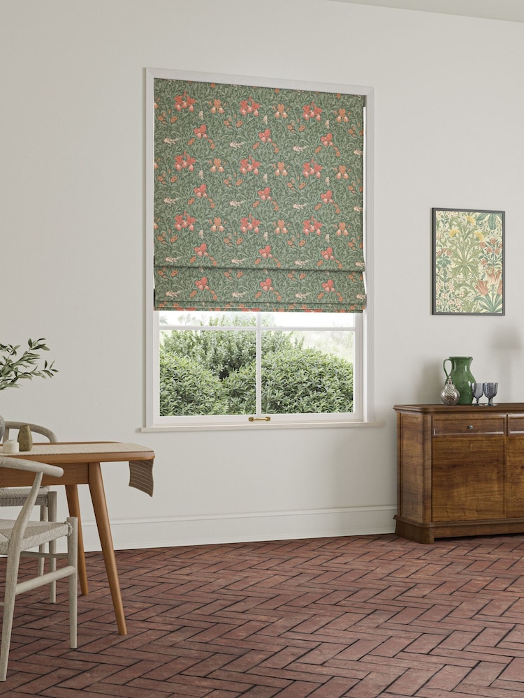 William Morris At Home Sage Green Iris Made to Measure Roman Blind - Image 2 of 6