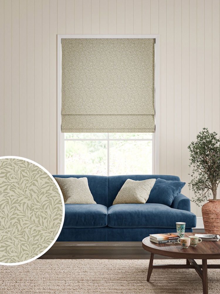 William Morris At Home Lichen Green Willow Bough Woven Made to Measure Roman Blind - Image 1 of 6