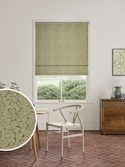 William Morris At Home Moss Green Bird and Anemone Woven Made to Measure Roman Blind - Image 1 of 6