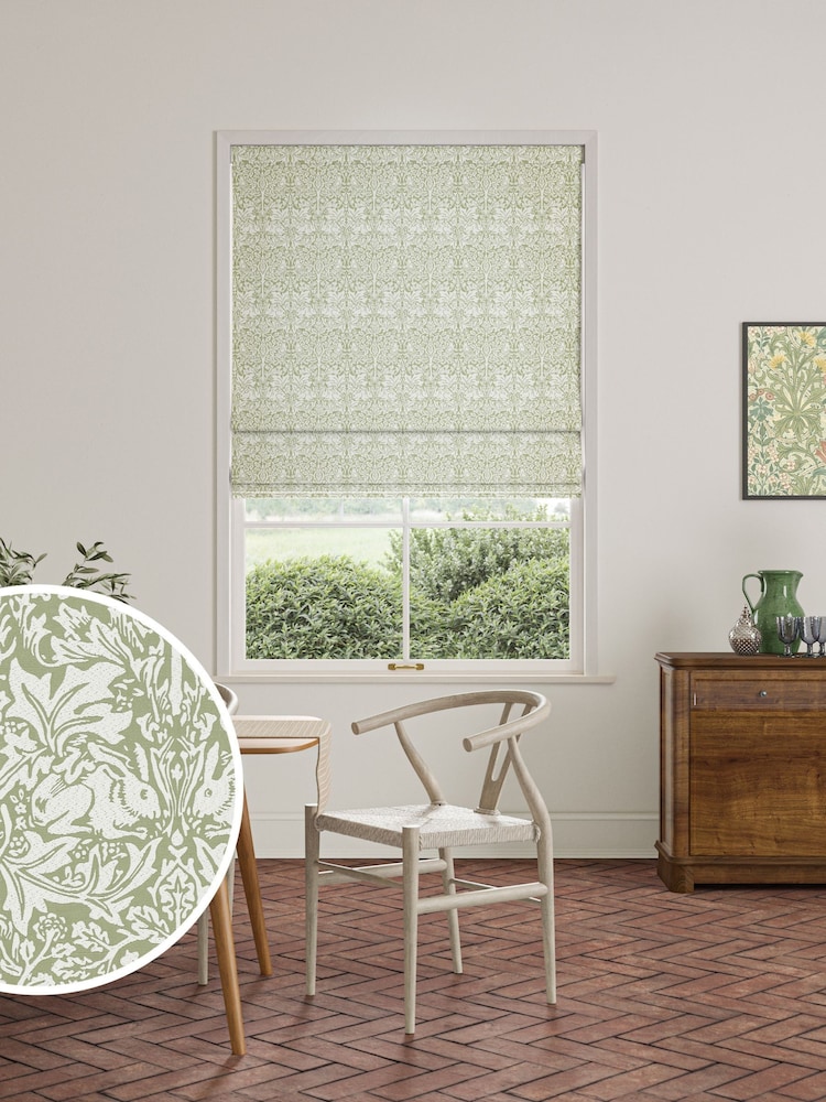 William Morris At Home Sage Green Brother Rabbit Woven Made to Measure Roman Blind - Image 1 of 6