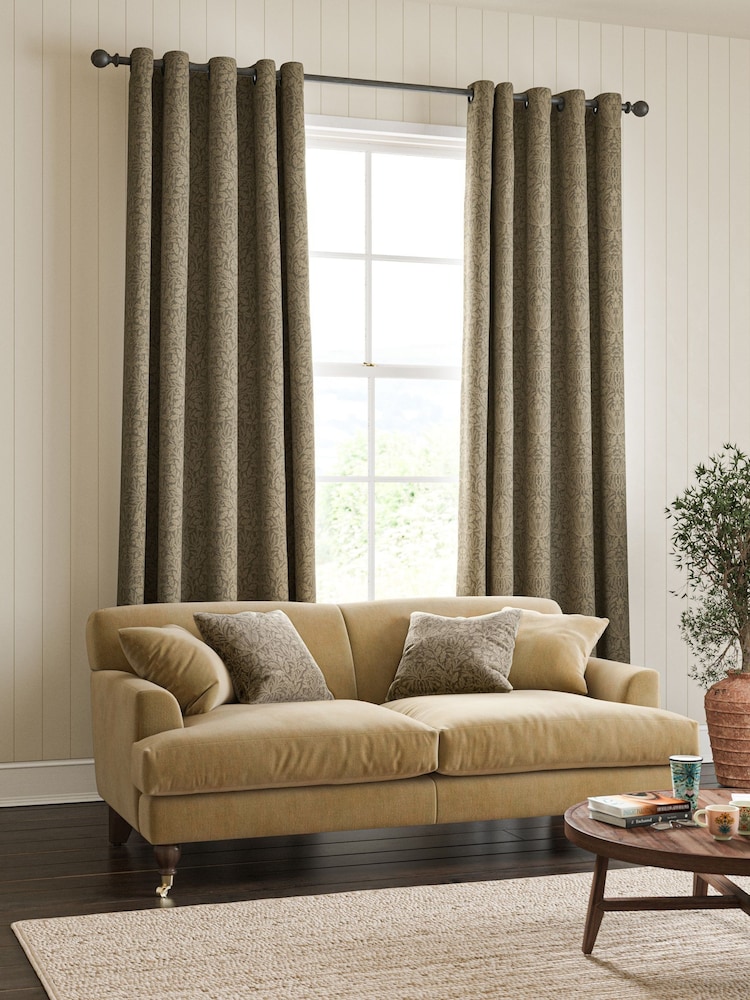 William Morris At Home Truffle Grey Acorn Velvet Made to Measure Curtains - Image 2 of 9