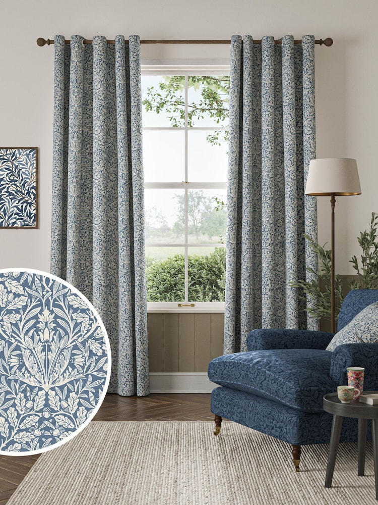 William Morris At Home River Blue Acorn Made to Measure Curtains - Image 1 of 9