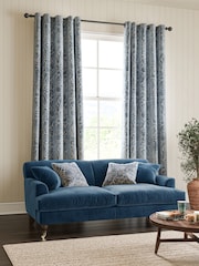 William Morris At Home Indigo Blue Compton Silhouette Velvet Made to Measure Curtains - Image 2 of 9