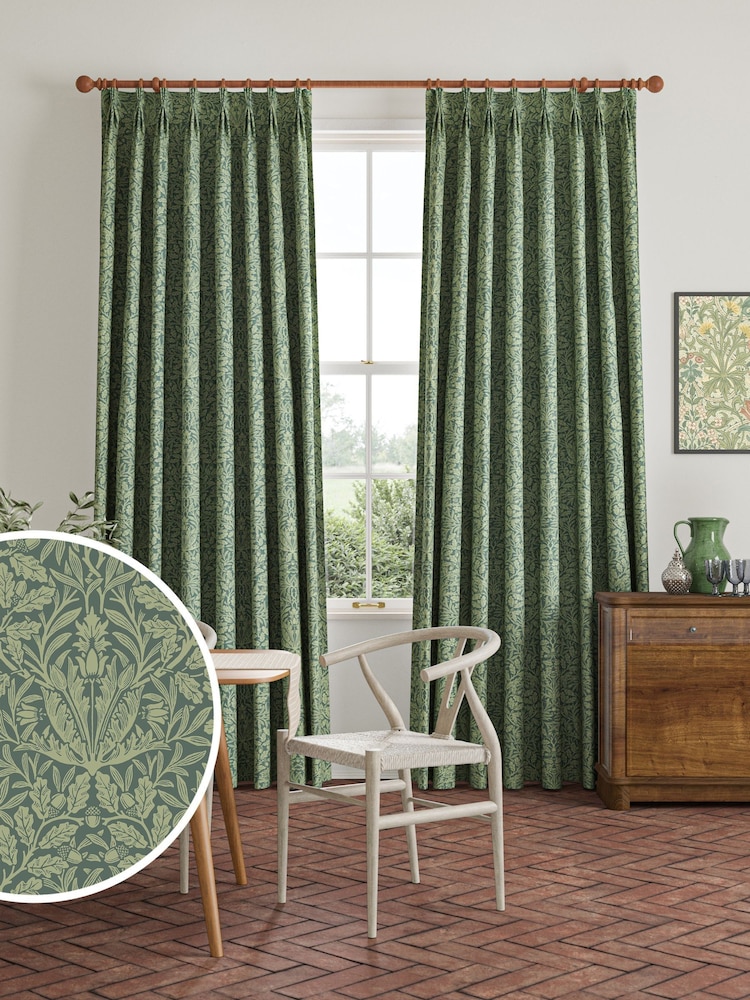 William Morris At Home Eucalyptus Green Acorn Made to Measure Curtains - Image 1 of 9