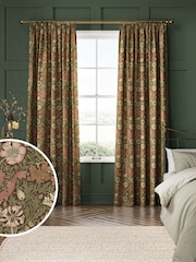 William Morris At Home Brown Compton Velvet Made to Measure Curtains - Image 1 of 9