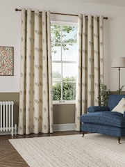 William Morris At Home Natural/Blue Fruit Embroidery Made to Measure Curtains - Image 2 of 9