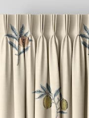 William Morris At Home Natural/Blue Fruit Embroidery Made to Measure Curtains - Image 5 of 9
