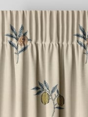 William Morris At Home Natural/Blue Fruit Embroidery Made to Measure Curtains - Image 6 of 9
