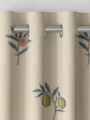 William Morris At Home Natural/Blue Fruit Embroidery Made to Measure Curtains - Image 8 of 9