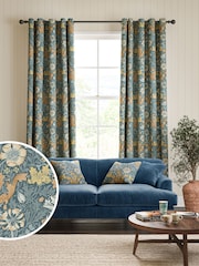 William Morris At Home Blue Compton Velvet Made to Measure Curtains - Image 1 of 9