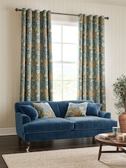 William Morris At Home Blue Compton Velvet Made to Measure Curtains - Image 2 of 9